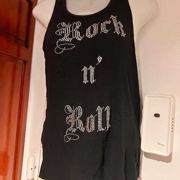 Tank Top rock in roll wings beaded crystal sequin gems stones guitar - Picture 5 of 5